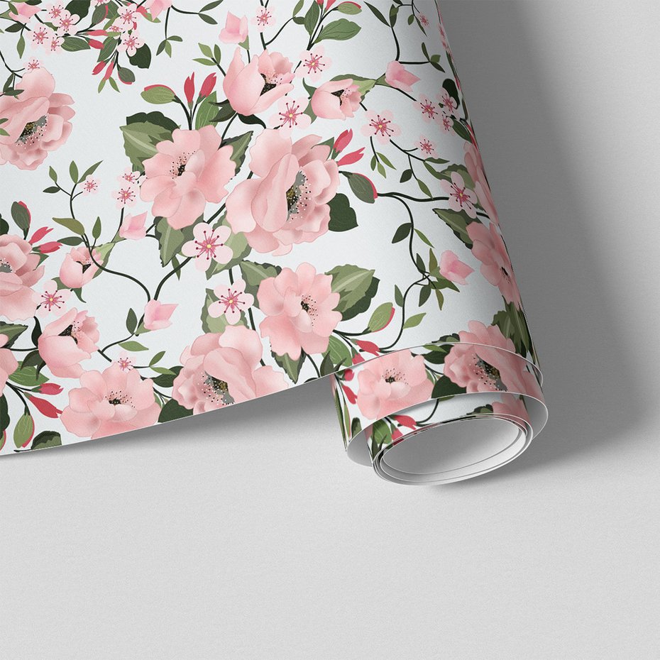 Tapeta - kwiaty, liście, wzór