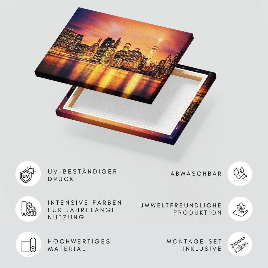 Obraz na płótnie - miasto, noc, woda