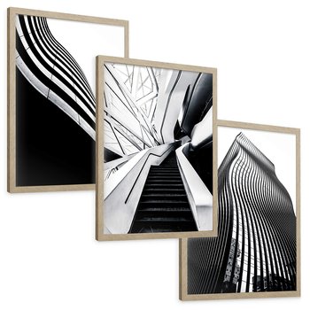 Zestaw obrazy w ramie, plakaty - architektura, budynki, miejski - rama drewno