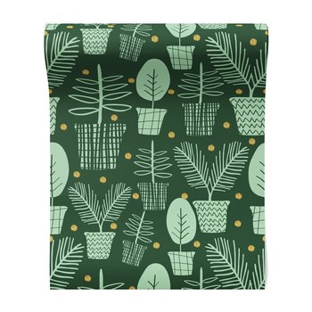 Tapeta - liście, doniczki, kropki