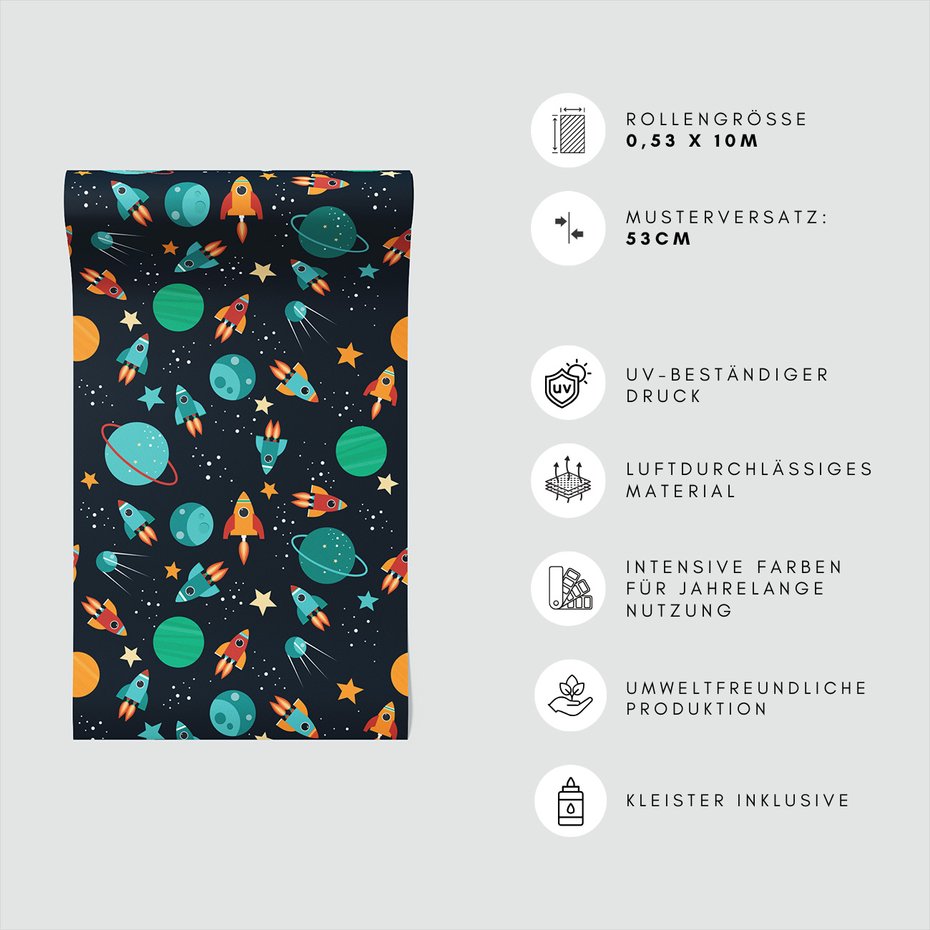 Tapeta - dziecięca, kosmos, planety,