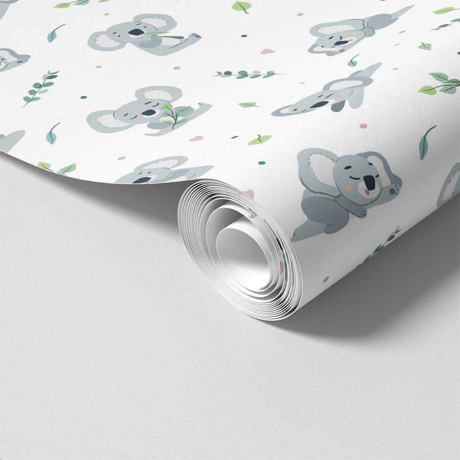 Tapeta - dziecięca, koala, liście, serca