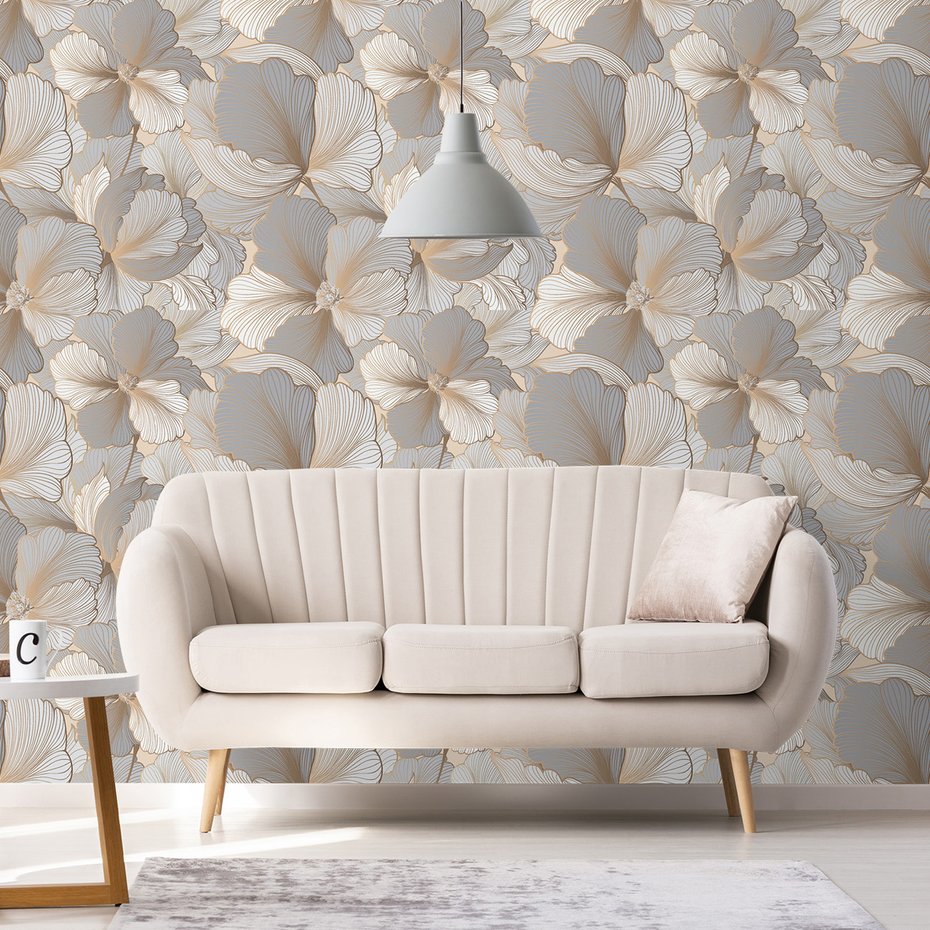 Tapeta - kwiaty, linie, elegancja