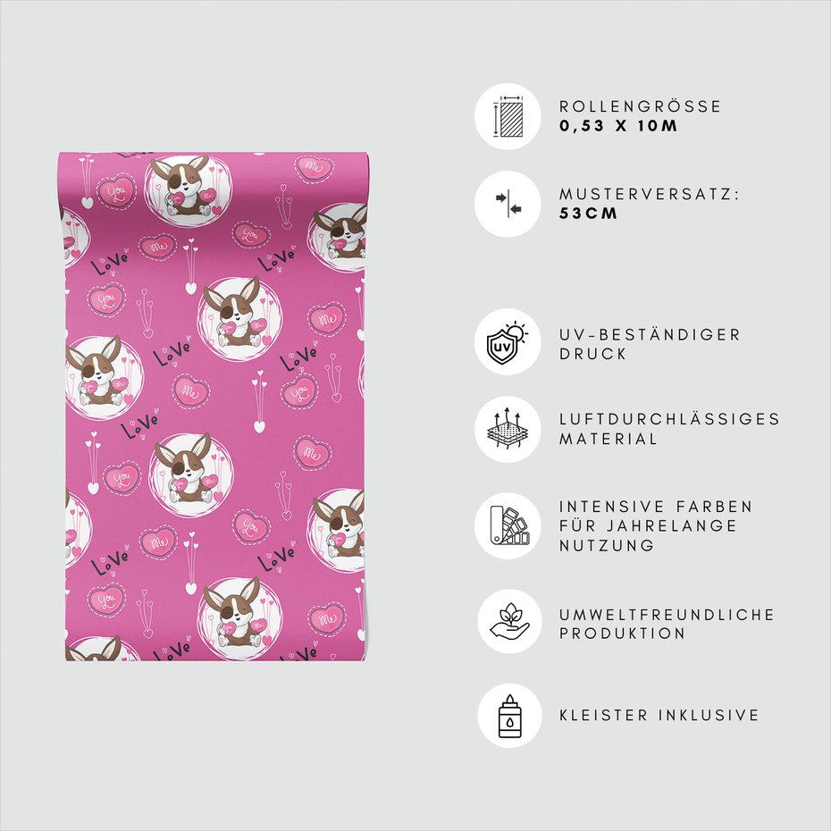 Tapeta - dziecięca, królik, miłość,